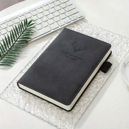 A5 Thickened Deer Head Notebook – Business PU Soft Leather Notepad with Horizontal Lines, School & Office Stationery Supplies