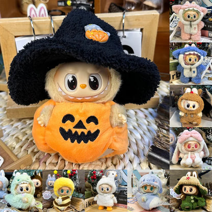 17cm Mini Plush Doll Clothes – Cute Animal-Style DIY Outfit Accessories for Labubu Dolls
