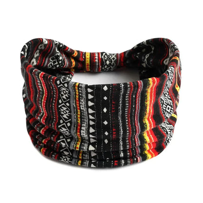 Bohemian Wide Cotton Stretch Headbands for Women – Turban Style Hairbands, Bandana Headwrap Hair Accessories