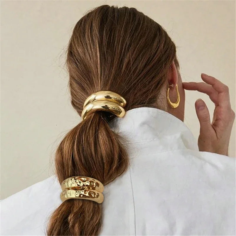 Fashion Punk Geometric Metal Hair Bands – Elastic Scrunchies, Hair Ropes & Headbands for Women & Girls, Hair Accessories Gifts