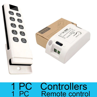 Wireless RF 433MHz Remote On/Off Light Switch Controller, AC 220V 10A Relay for Ceiling Lamp, LED, and Fan Smart Home Control