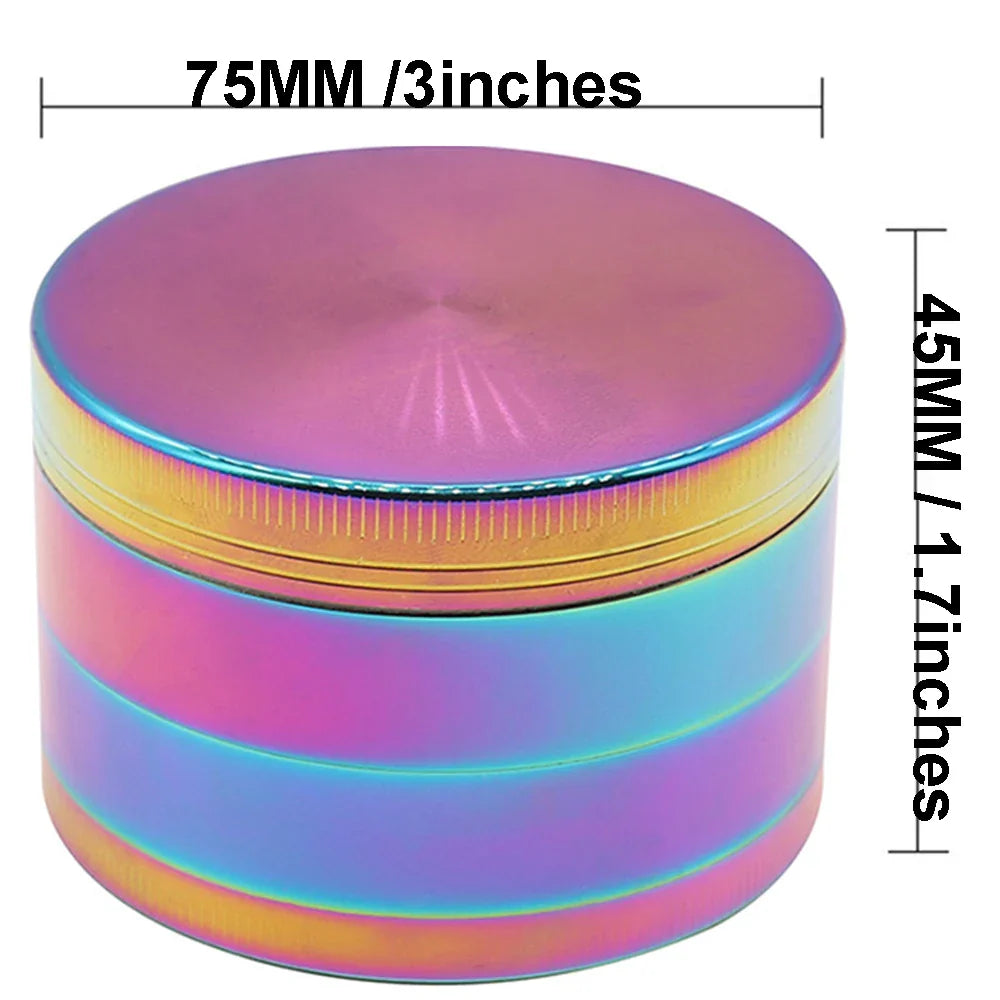 75mm (3") 4-Layer Zinc Alloy Herb Grinder — 4-Piece Large Spice & Smoking Crusher