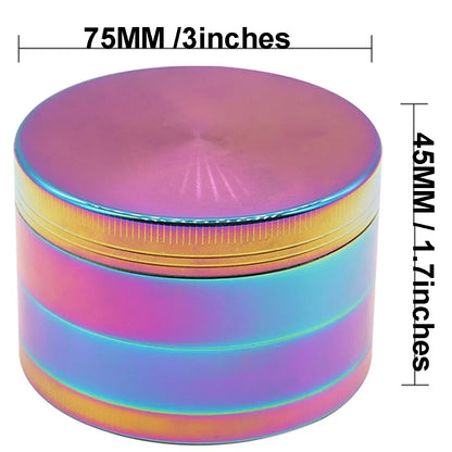 75mm (3") 4-Layer Zinc Alloy Herb Grinder — 4-Piece Large Spice & Smoking Crusher