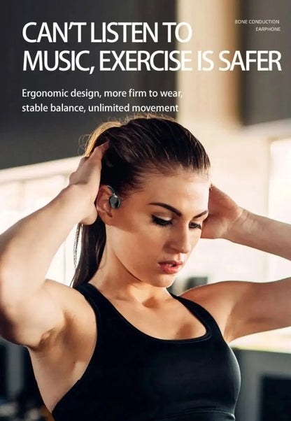K69 Bone Conduction Earphones – Bluetooth HiFi Wireless Sport Ear-Hook Headset with Mic, Waterproof Earbuds