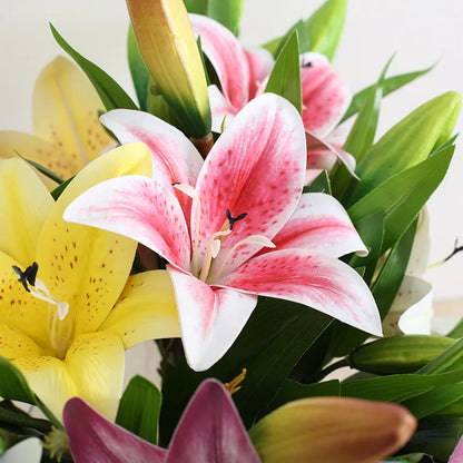 Artificial Silk Lily Bouquet – Creative Fake Flower Arrangement for Living Room, Sweetheart Decoration for Friends