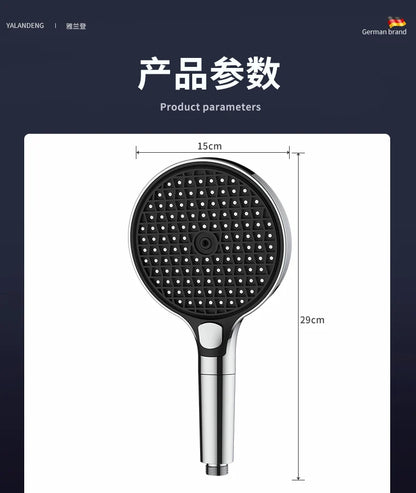 15cm Large Panel High Pressure Shower Head with Filter – 3 Modes Rainfall Spray Nozzle for Bathroom Accessories