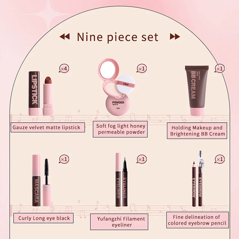 HiVi Makeup Gift Box Set – Powder, Glue, Lipstick & More, Perfect Valentine's Day Gift for Your Wife