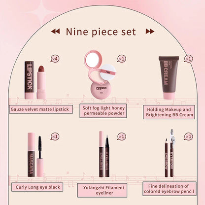 HiVi Makeup Gift Box Set – Powder, Glue, Lipstick & More, Perfect Valentine's Day Gift for Your Wife