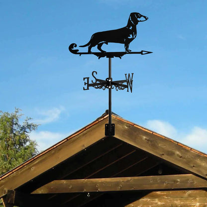 New Metal Dachshund Weather Vane - Standing Decor for Roof, Garden, Yard, Shed, Home, Fence Post