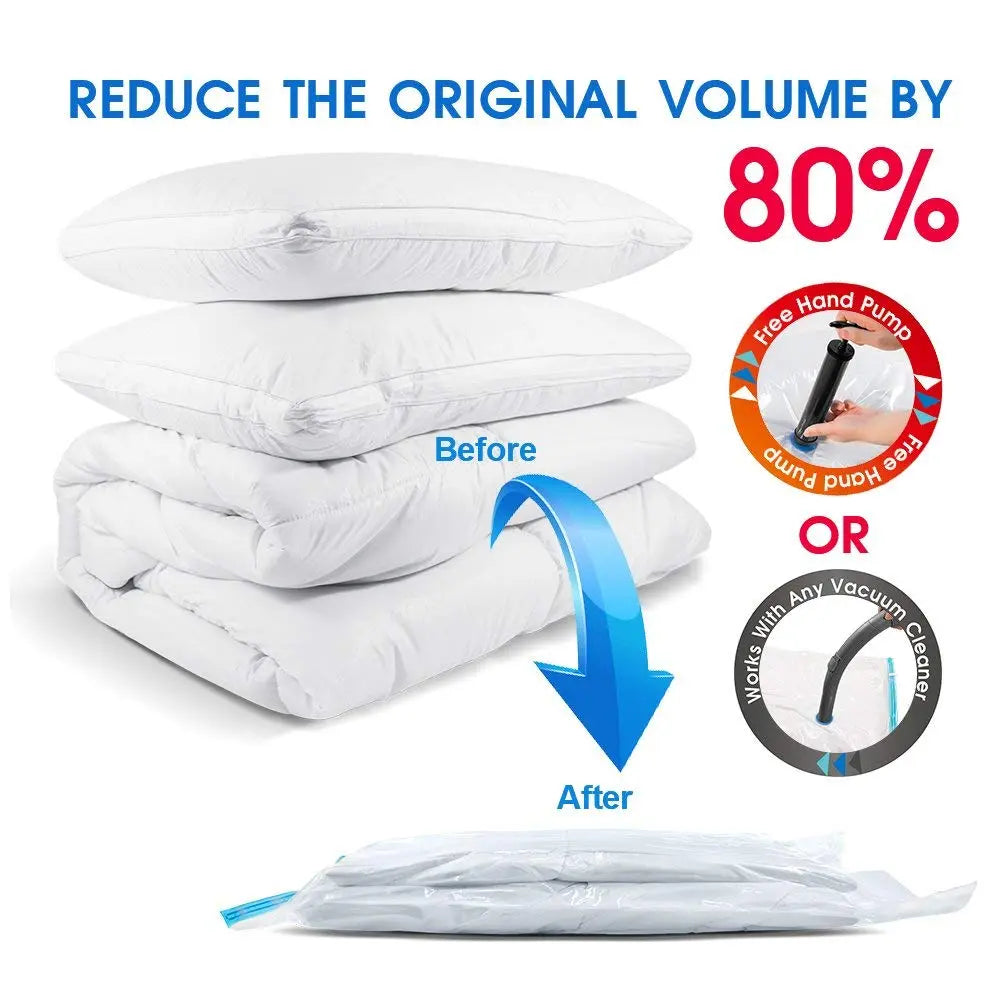 5Pcs Vacuum Storage Bags - Space Saving Bags for Comforters, Clothes, Pillows, and Bedding