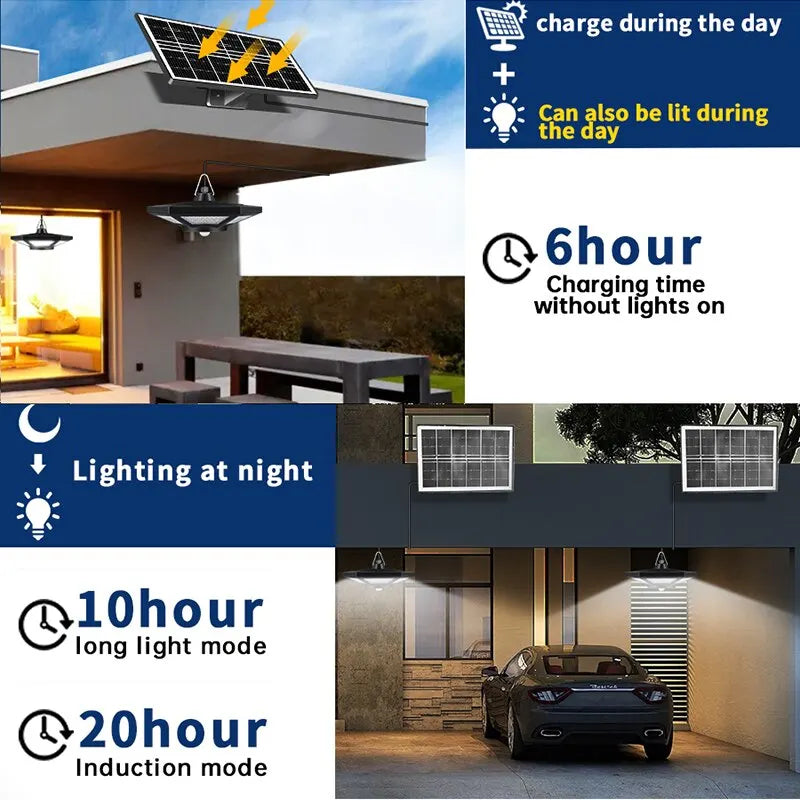 180 LED Solar Shed Light - 1000LM Pendant Lamp with Remote Control for Indoor Outdoor Garage Barn Gazebo