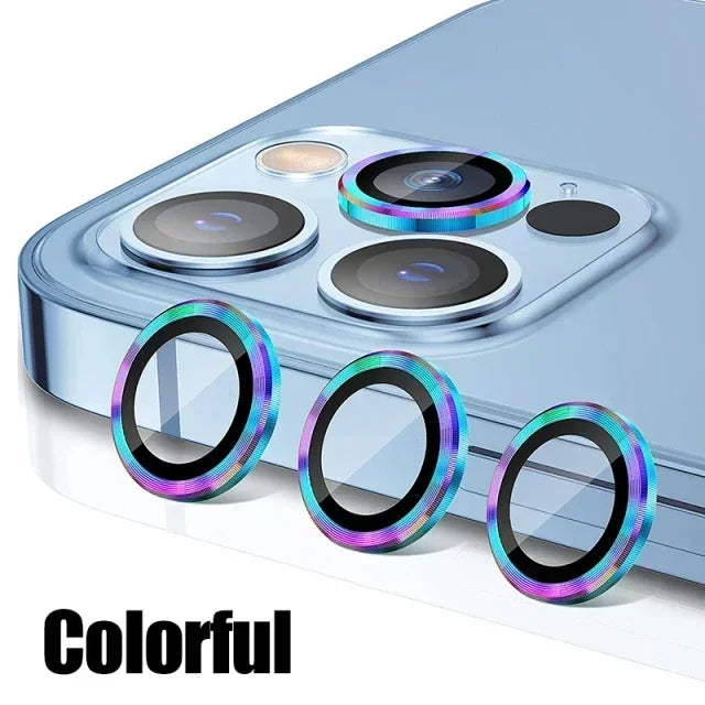 3PCS Metal Camera Lens Protectors – Glass Back Lens Protection Film for iPhone 15/15 Plus, 14/14 Pro Max, 13/13 Mini, 12/11