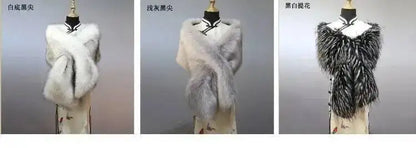 32-Color Luxury Faux Fox Fur Shawl – Women’s Plush Winter Scarf, Wrap & Cape for Wedding & Coat
