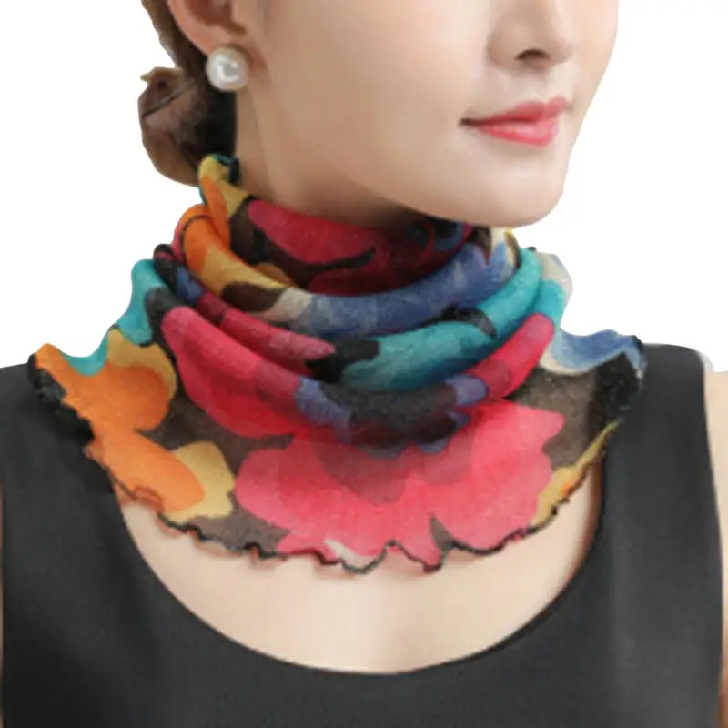 Spring Summer Chiffon Neck Scarf – Lightweight Multi-Function Anti-UV Sunscreen Face & Head Cover for Women