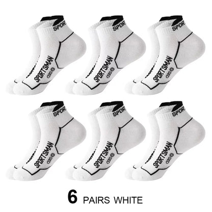 6 Pairs Men’s Short Sports Socks – Breathable Mesh Running & Basketball Socks – Sweat Absorbent, Odor Control Athletic Everyday Socks