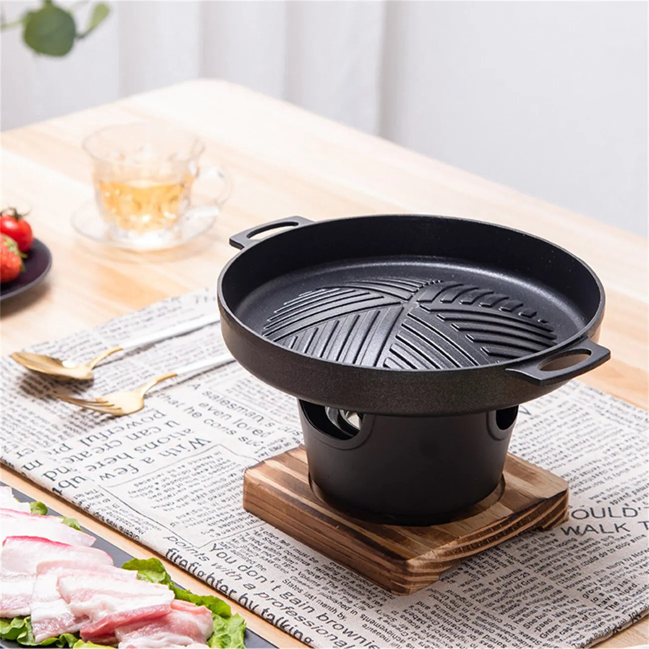 Mini BBQ Alcohol Stove Barbecue Grill | Japanese One-Person Cooking Oven | Detachable Outdoor BBQ Plate for Roasting Meat