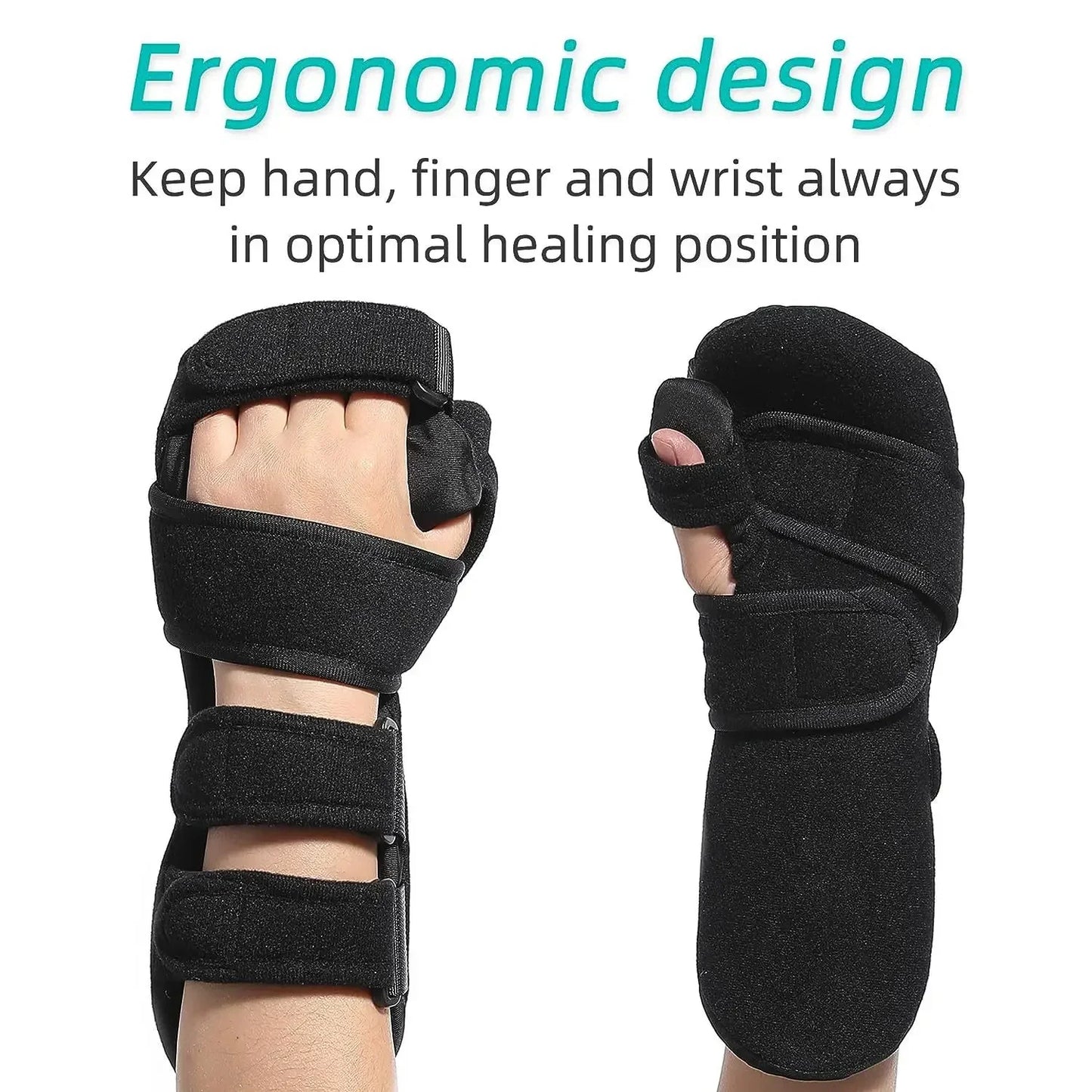 Adjustable Stroke Hand Brace — Night Finger and Wrist Splint for Arthritis, Tendonitis, and Rehabilitation
