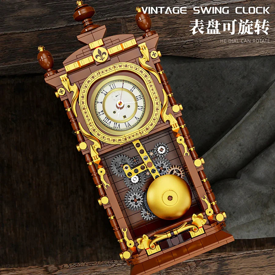 Classic Retro Swing Clock Building Blocks Set – 751PCS Mechanical Pendulum 3D Brick Model Kit for Kids & Adults Gift