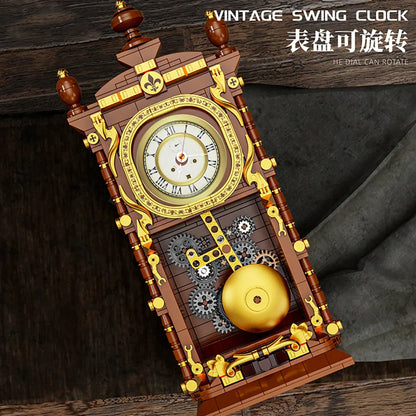Classic Retro Swing Clock Building Blocks Set – 751PCS Mechanical Pendulum 3D Brick Model Kit for Kids & Adults Gift