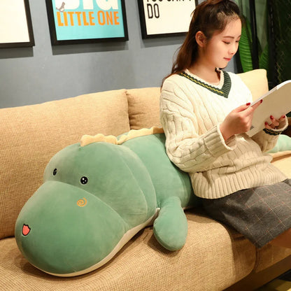 80CM Big Long Dinosaur Plush Toy – Soft Cartoon Crocodile Stuffed Doll Pillow for Kids, Birthday Gift for Boys & Girls