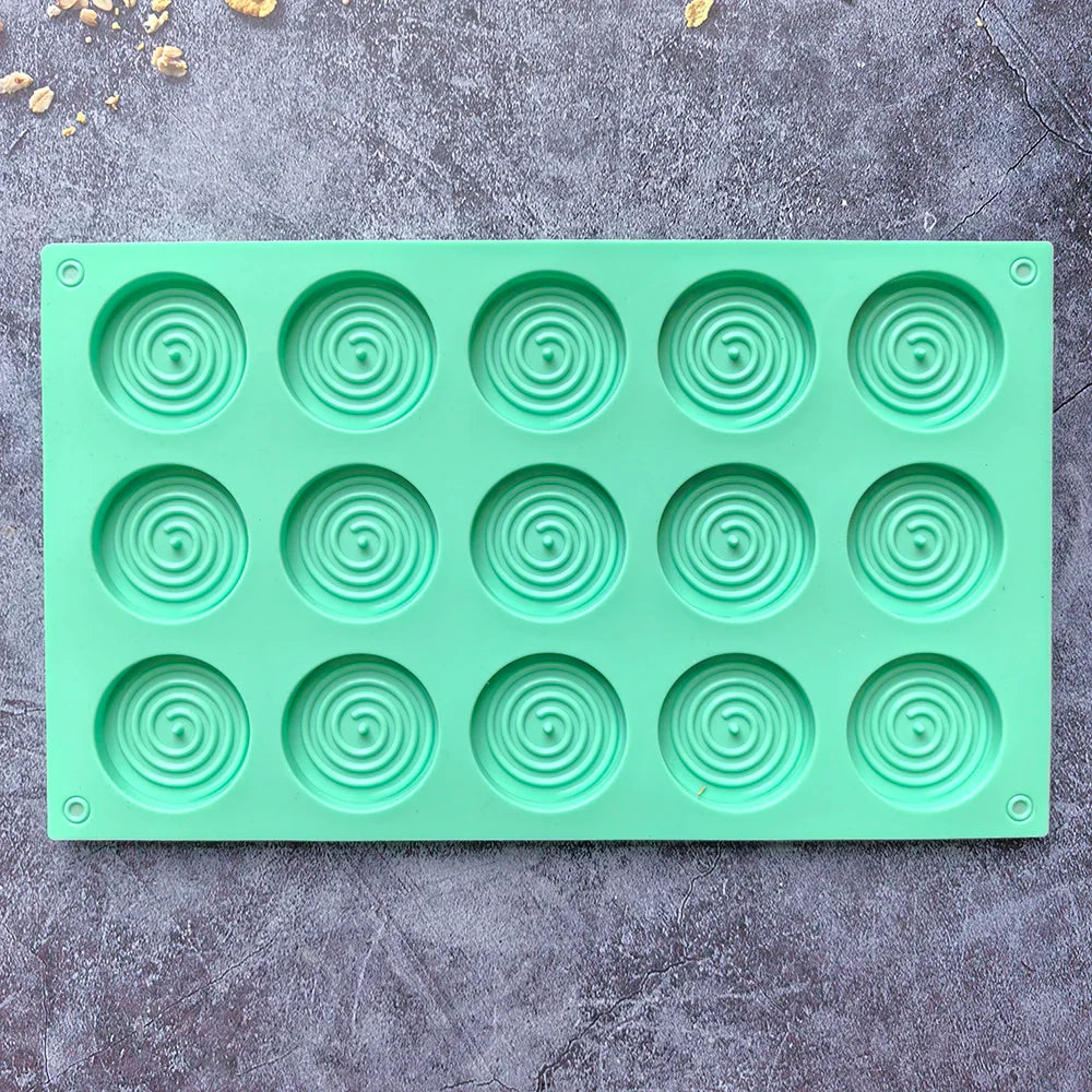 15-Hole Spiral Silicone Mold – Non-Stick Baking Tray for Mousse Cakes, Ice Cream, Pudding, Brownies, Gummies & Jelly Desserts