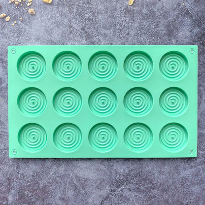 15-Hole Spiral Silicone Mold – Non-Stick Baking Tray for Mousse Cakes, Ice Cream, Pudding, Brownies, Gummies & Jelly Desserts