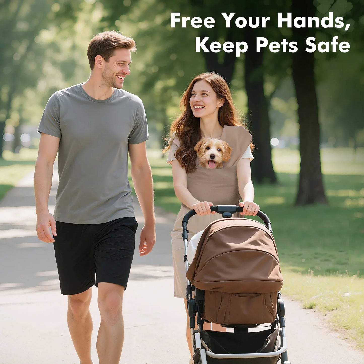 Pawaboo Pet Sling Carrier - Hands-Free Soft Cotton Front Facing Bag for Small Dogs & Cats