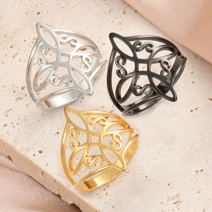 Witch Knot Stainless Steel Ring – Wiccan Celtic Knot Amulet, Good Luck & Protection Jewelry for Men & Women