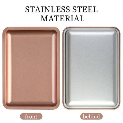 Square Stainless Steel Cosmetic Storage Tray – Nail Art Manicure Plate for Tools & False Nails