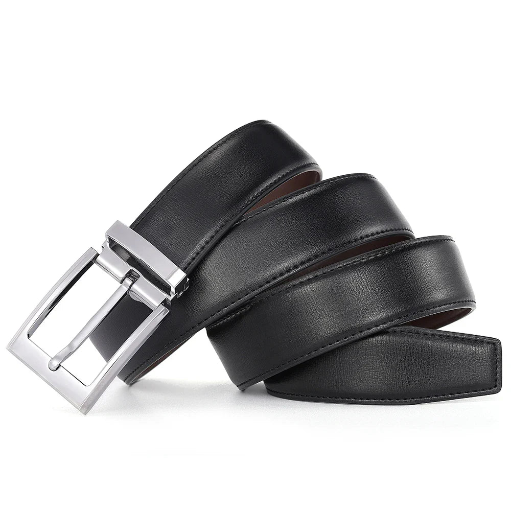 Men’s Pin Buckle Cowskin Leather Belt – High-Quality Designer Waist Strap, Luxury Fashion Accessory
