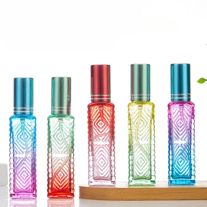 10ml Square Glass Perfume Bottle – Colorful Mini Refillable Spray Vial for Fragrance & Cosmetic Packaging