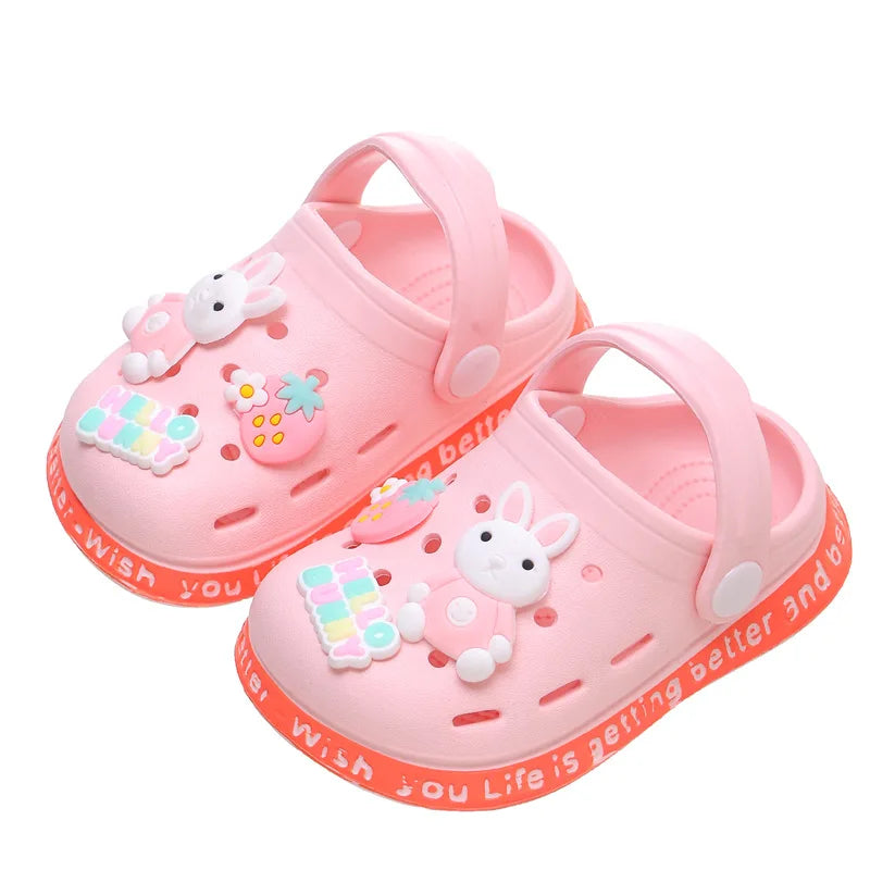 Kids Cartoon Summer Sandals - Soft Flat Heel Garden Shoes for Boys & Girls