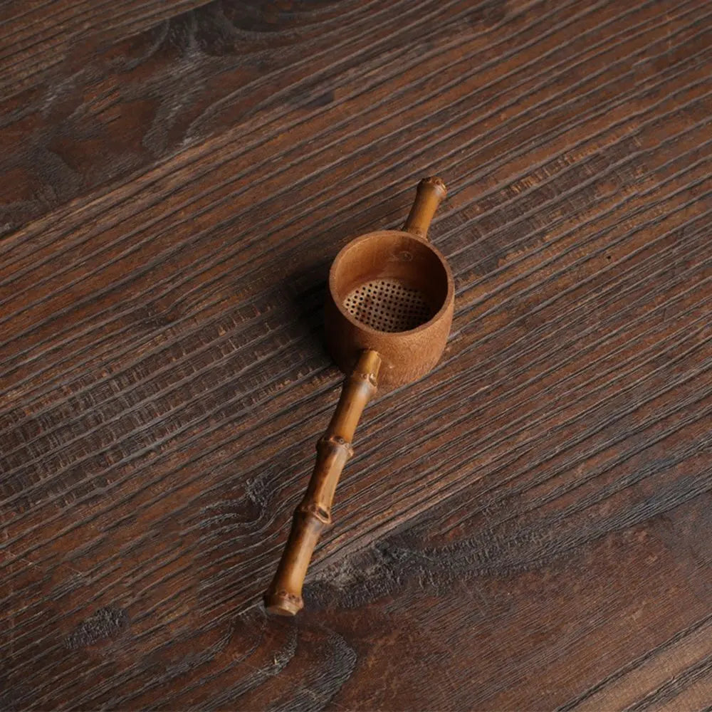Japanese-Style Natural Bamboo Rattan Tea Scoop – Tea Shovel, Leaves Chooser, Honey & Coffee Spoon, High-Quality Holder