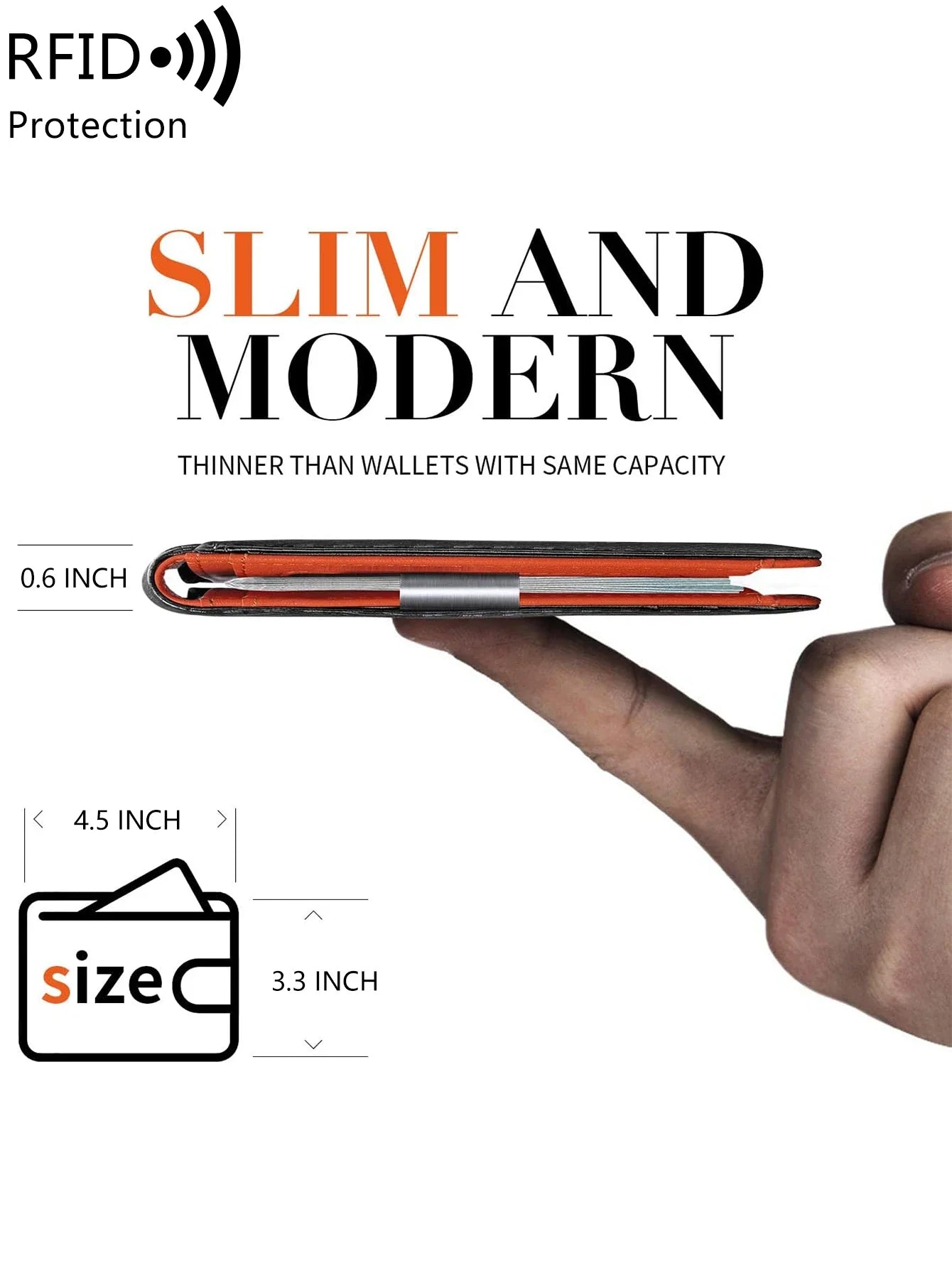 Minimalist Men's RFID Blocking Wallet | Ultra-Thin 12-Card Holder | Front Pocket Bi-Fold Solid Color