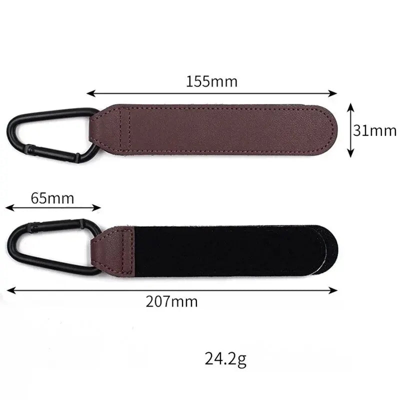 Leather Baby Stroller Hook Organizer – PU Adjustable Pram Hook & Diaper Bag Hanger for Travel & Baby Accessories Storage