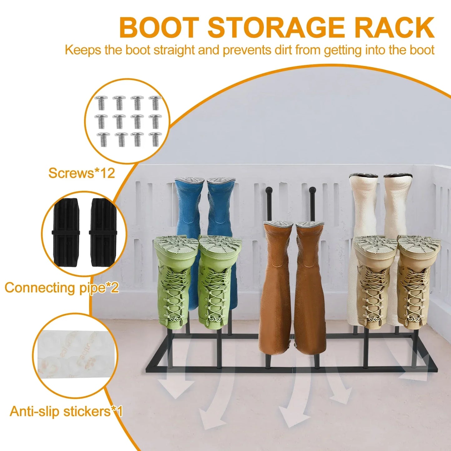 Free-Standing Metal Boot Rack Organizer – Removable Tall Boot Storage Holder, Multifunctional Home Boot Rack