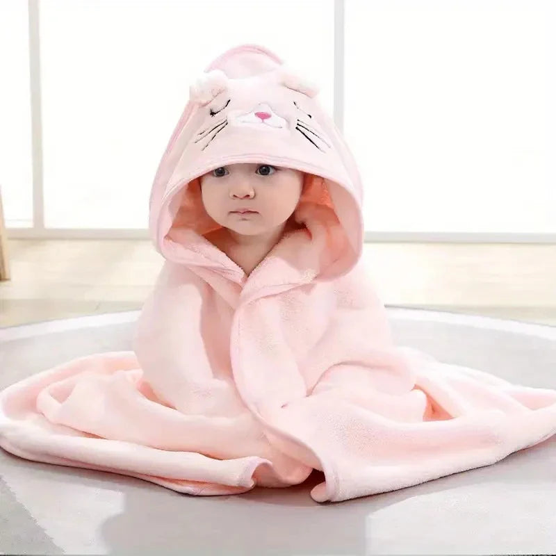 Animal Baby Bathrobe – Soft, Quick-Absorbent Hooded Coral Velvet Sleeping & Cuddle Robe for All Occasions