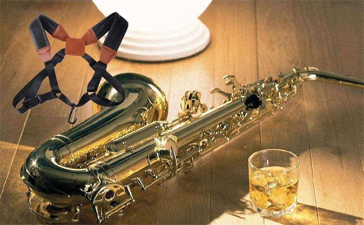 Miwayer Saxophone Strap — Universal Double Shoulder Leather Strap for Alto, Tenor & Soprano Saxophones (Adult & Child)
