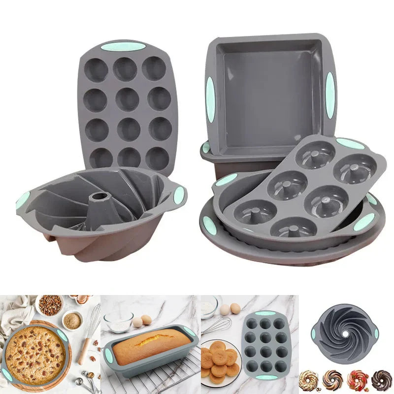3D Silicone Bread and Muffin Mold Set - Heat Resistant, Non-Stick Kitchen Bakeware for Cakes and Pastries