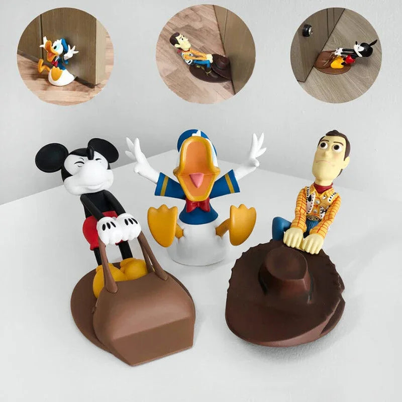 Kawaii Disney Doorstops — Mickey, Donald Duck & Woody Cute Windproof Anti-Collision Door Stop for Home & Office, Gift Decor Toys