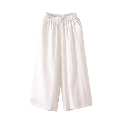 Women’s Casual Wide Leg Pants – High Waisted Loose Fit Cropped Capris with Pockets, Lightweight Lazy Style Versatile Trousers