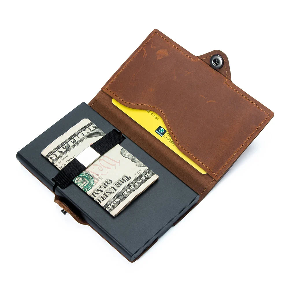 CASEKEY Men’s Wallet — 100% Genuine Cow Leather Short Card Holder Purse, High-Quality Brand Wallet for Men