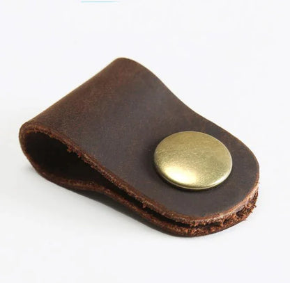 Earphone Wire Organizer – Genuine Leather Cable Winder & Cord Holder, Plug Bobbin Clip for Data Line Wrapping