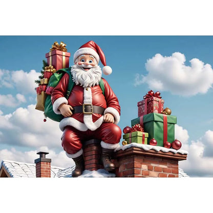 MOON.QG Christmas Santa Claus Village Backdrop – Holiday Photo Studio Background with Trees & Gifts for Home Decoration