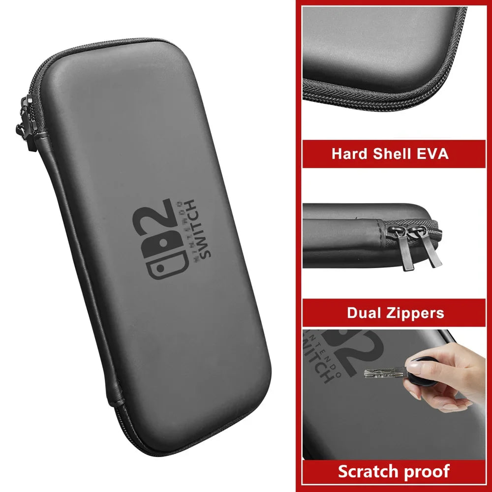 Slim Waterproof EVA Hard Shell Travel Carrying Case for 2025 Switch 2 Accessories – Protective Storage Hand Bag