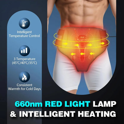 660nm Red Light Therapy Device for Men – 162-LED Prostate Therapy Wrap Belt & Panties with 3 Heat Levels for Pain Relief
