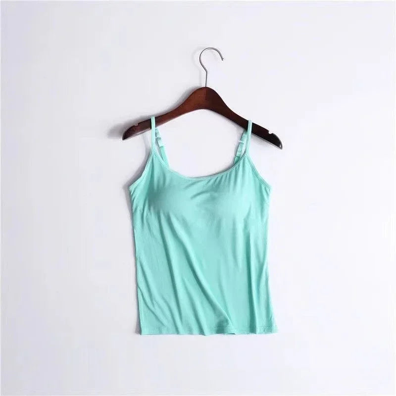 Women Cami Bra Top - Built-In Padded Bra Camisole Vest for Sleepwear, Home Wear & Casual Style