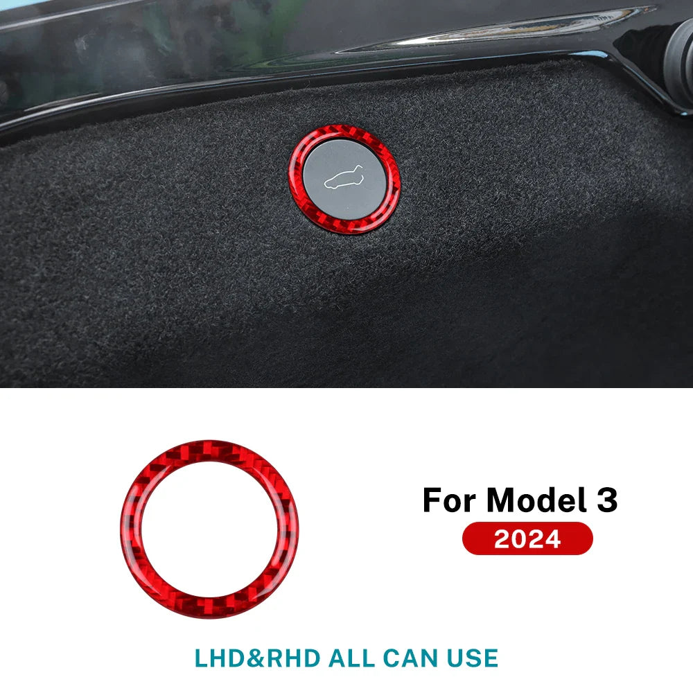 Soft Carbon Fiber Sticker — Interior Trim for Tesla Model 3 Highland 2024 & Model Y 2025, Car Trunk Switch Button Accessory