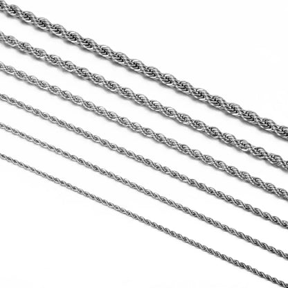 925 Sterling Silver Rope Chain Necklace & Bracelet — 2mm/3mm/4mm Width for Men & Women, Fashion Jewelry