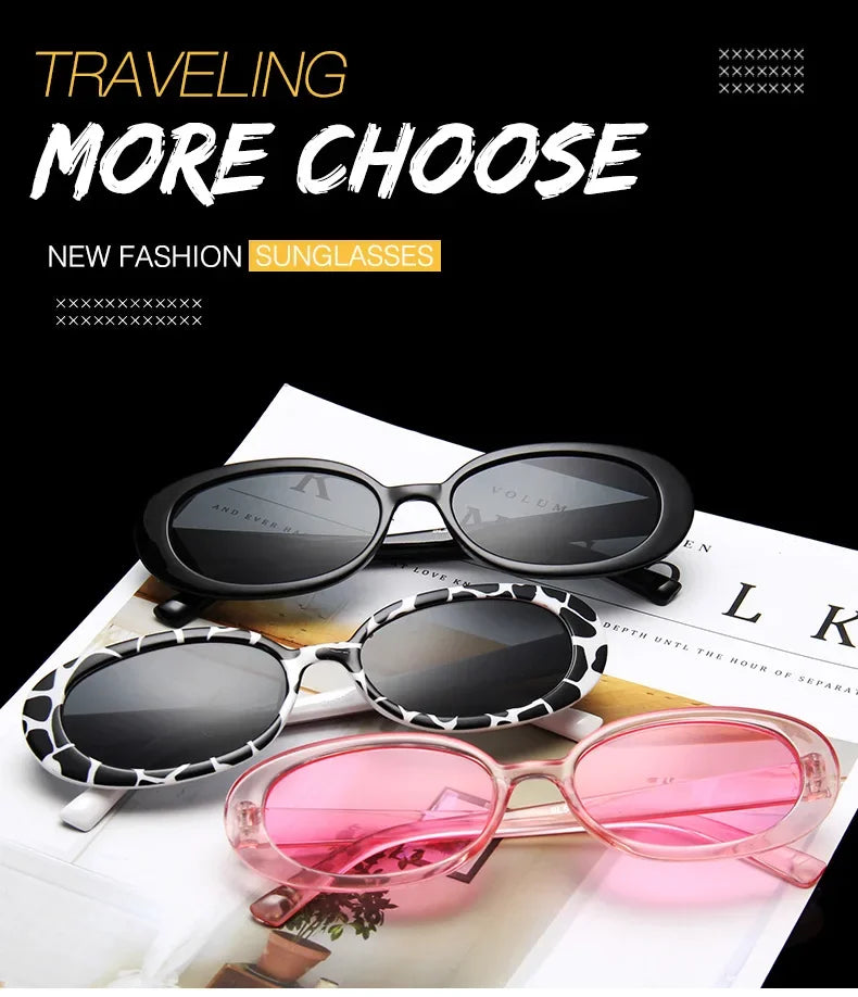 Vintage Small Oval Sunglasses for Women – Luxury Brand Designer Retro Black & Red UV400 Eyewear
